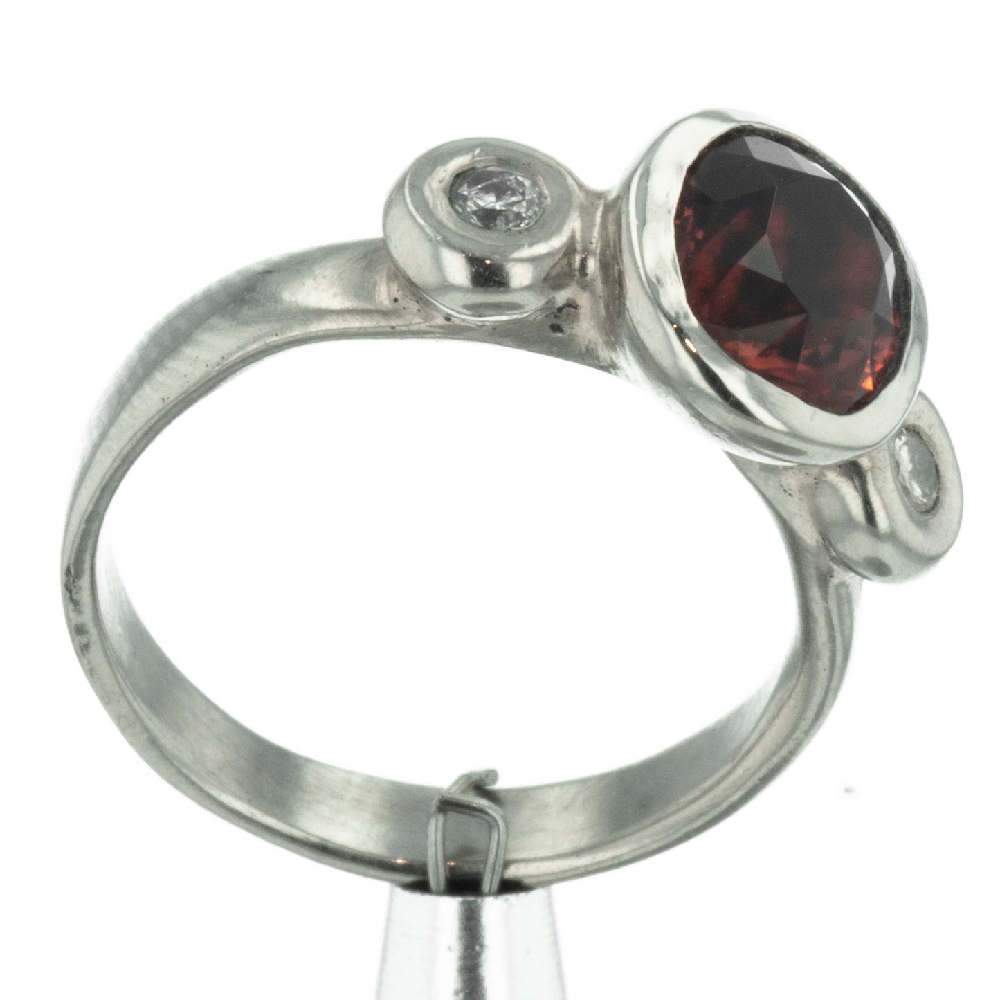 Red zircon engagement ring