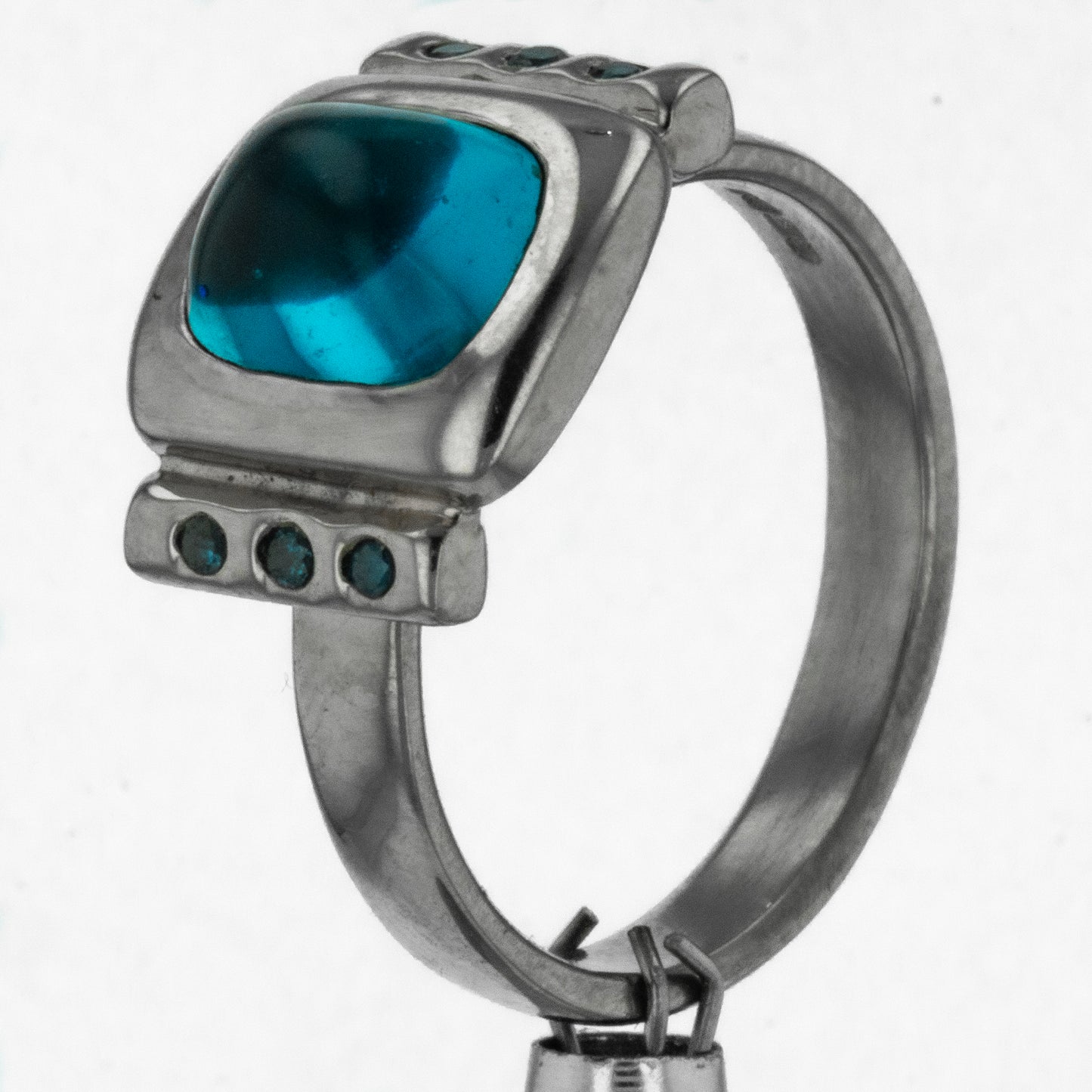 Blue zircon engagement ring