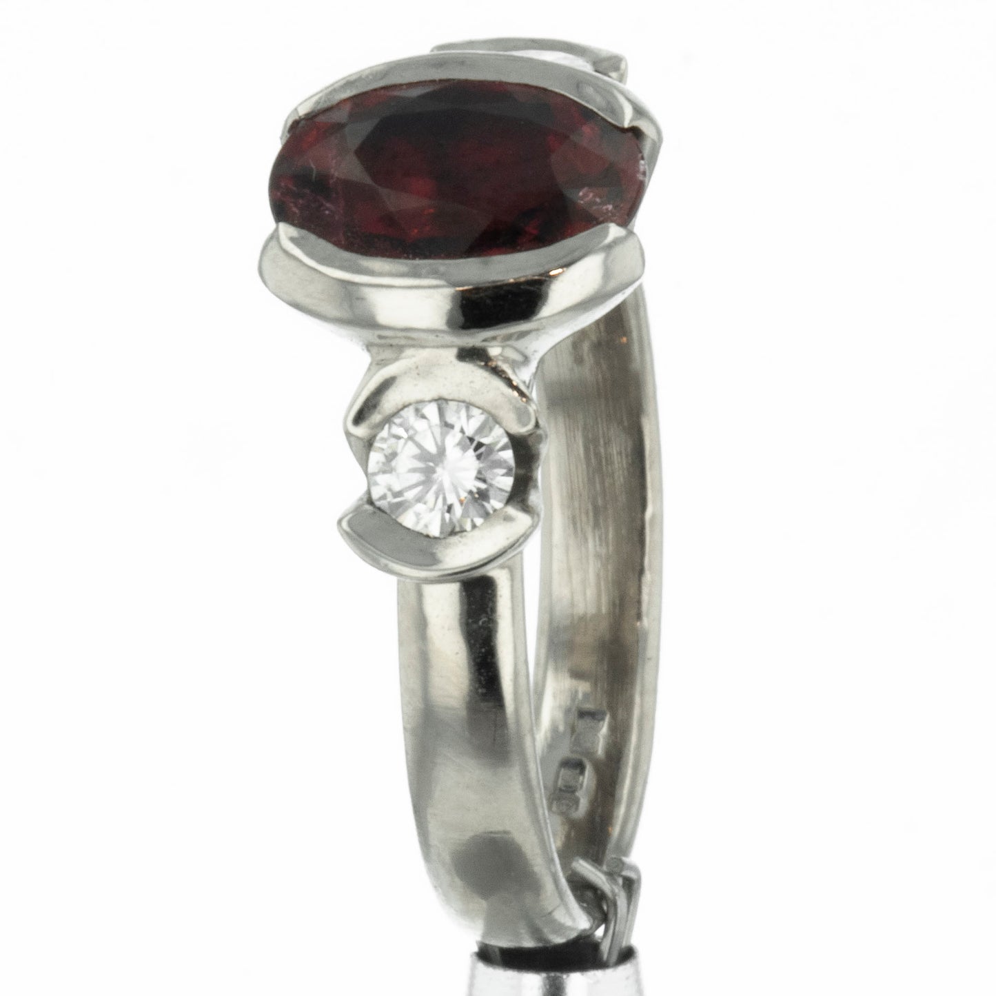 Red tourmaline engagement ring
