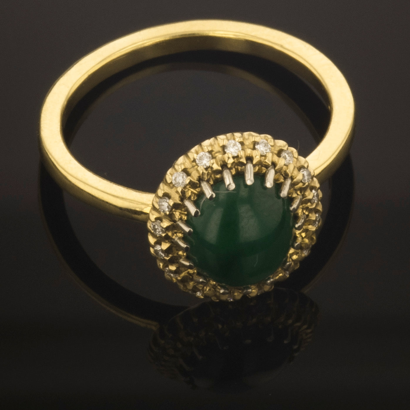 Green jade enagement ring
