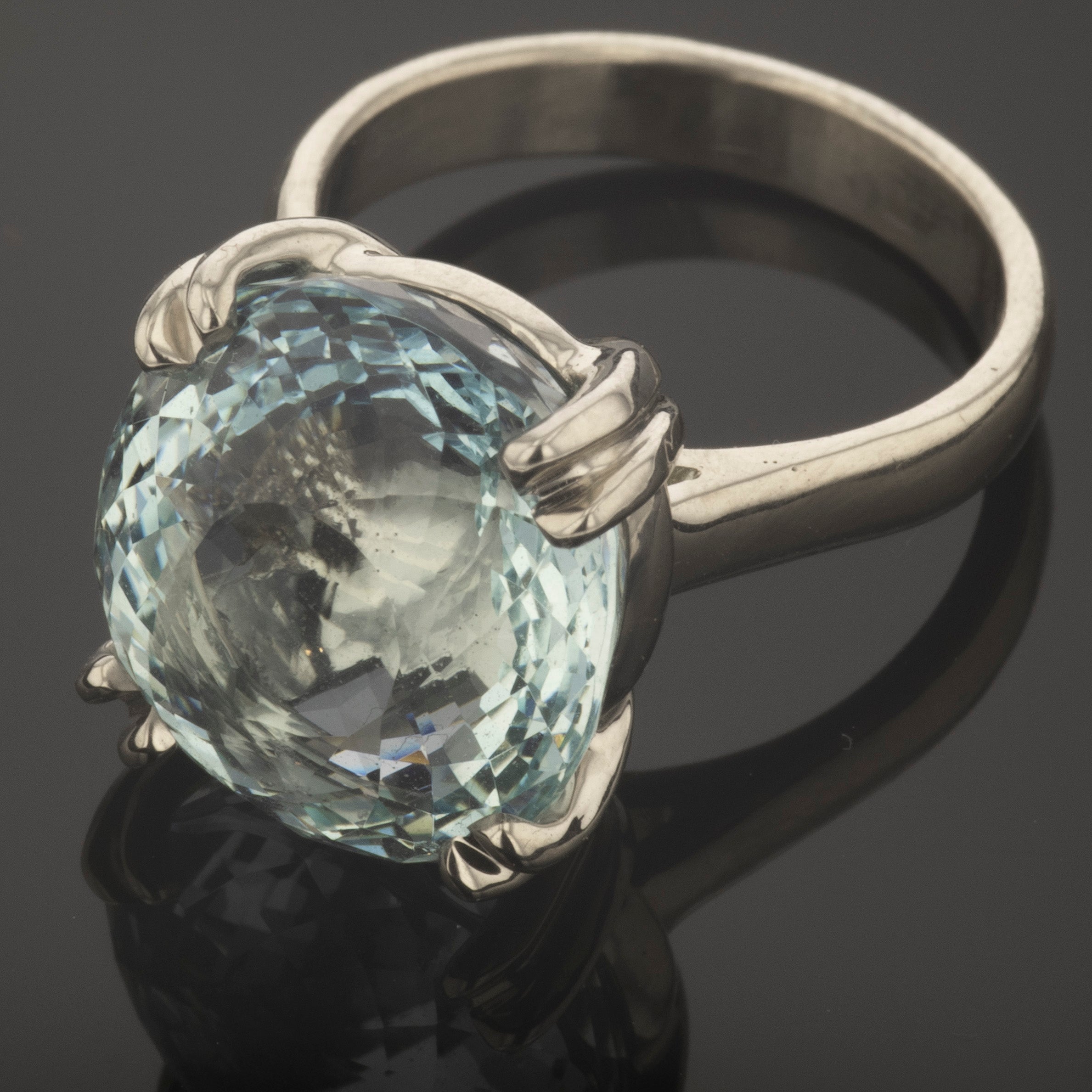 Silver aquamarine store ring