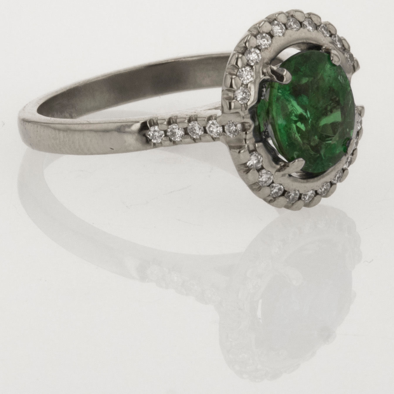 Green tourmaline engagement ring