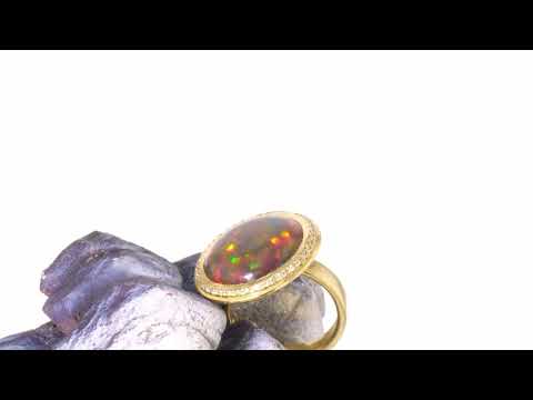 Opal and diamonds engagement ring