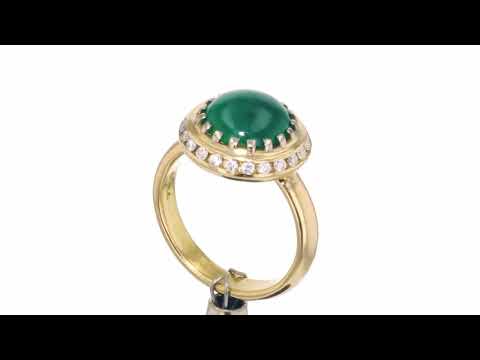 Green jade and diamond ring