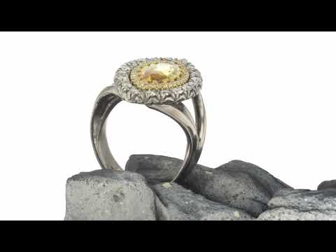 Yellow sapphire and diamond ring